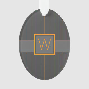 Adorno de acrílico gris con rayas naranjas