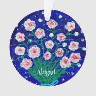 Adorno de acrílico personalizado con rosas rosadas