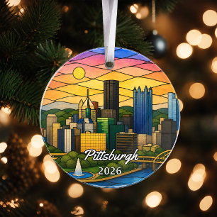 Adorno de acrílico personalizado de Pittsburgh, P