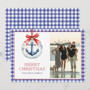 Adorno de Ancla de Navidad Costera Foto a Cuadros
