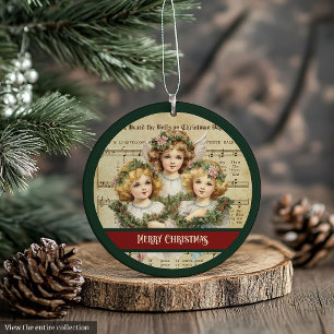Adorno de ángel de Navidad alegre verde rojo recue