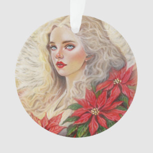 Adorno de ángel poinsettia