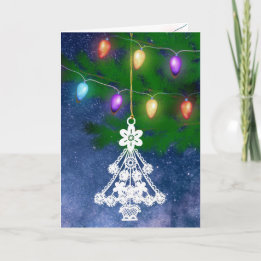 Adorno de árbol blanco Plantilla de luces vintage