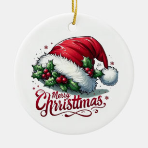 Adorno de árbol de cerámica Navidad Sombrero de Sa