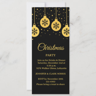 Adorno de árbol de Navidad dorado Invitación