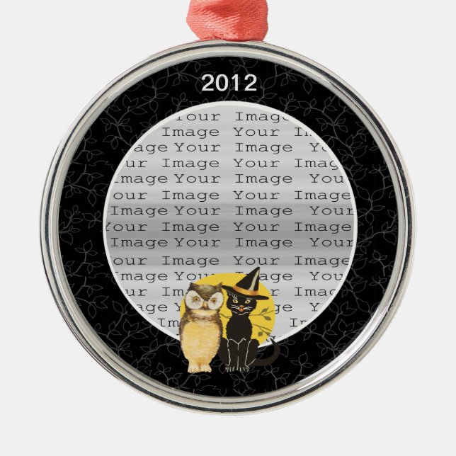 Adorno de boda de Halloween de gato y búho (Frente)