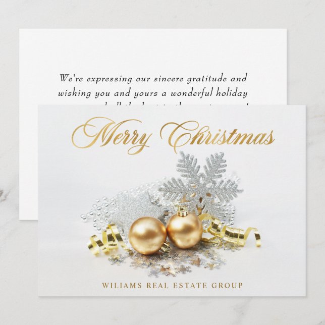 Adorno de bolas de Navidad doradas Saludo corporat (Anverso / Reverso)