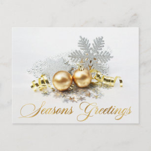 Adorno de bolas de Navidad doradas Tarjeta de feli