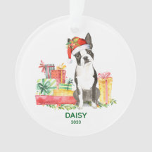 Adorno de Boston Terrier con nombre de perro