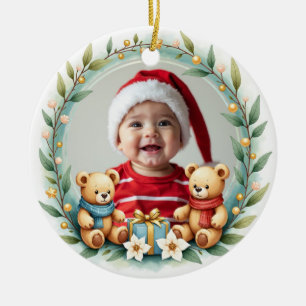 Adorno De Cerámica 1ª Navidad 2 caras Teddy Tidings