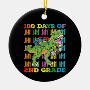 Adorno De Cerámica 100 Días De Escuela De T Rex Dinosaurio De 2do Gra