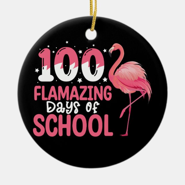 Adorno De Cerámica 100 días de flamación en la escuela de Flamingo (Frente)