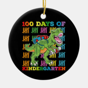 Adorno De Cerámica 100 Días De La Escuela De Kindergarten T Rex Dinos