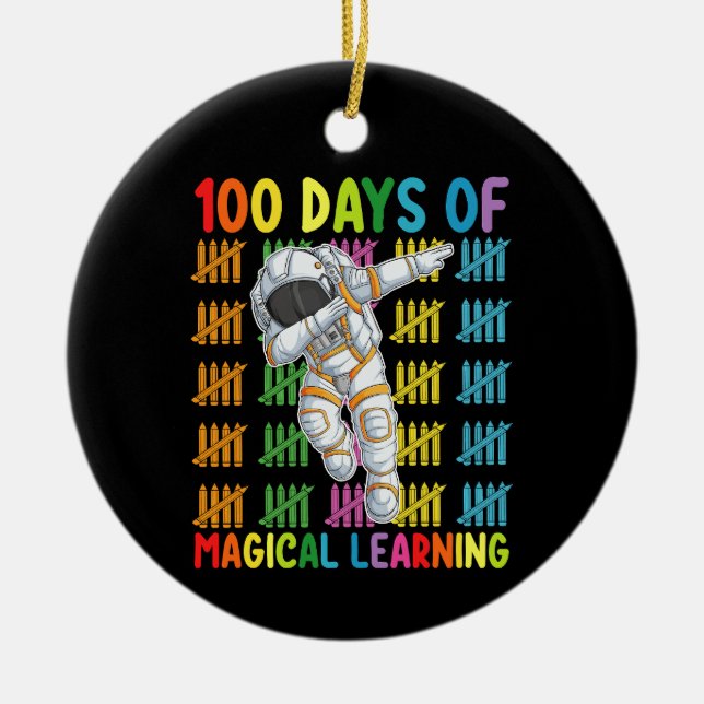 Adorno De Cerámica 100 Días De Magica Escuela Astronauta De Aprendiza (Frente)