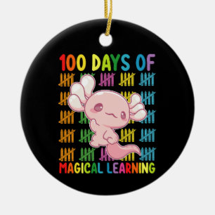 Adorno De Cerámica 100 Días De Magical Learning Axolotl School