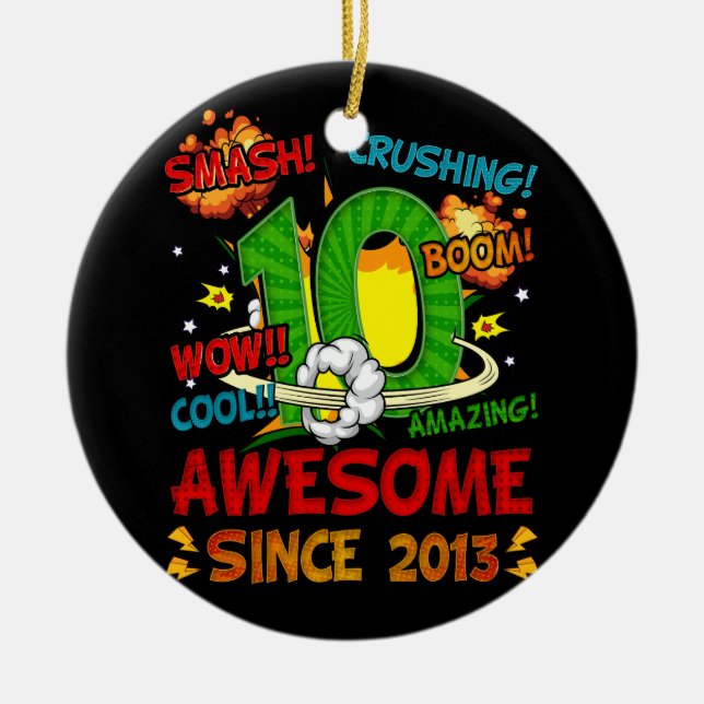 Adorno De Cerámica 10.º Nacimiento Estilo Cómico Impresionante desde  (Frente)