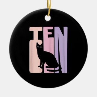 Adorno De Cerámica 10.º regalo de cumpleaños | Ventilador Cute Cat 10