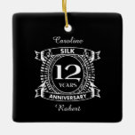 Adorno De Cerámica 12.º aniversario de la seda boda<br><div class="desc">Su duodécimo aniversario boda tiene el don tradicional de la seda. Este diseño de estilo escudo es un diseño romántico para parejas que celebran 12 años de matrimonio. Si quieres ayuda para personalizar este diseño, por favor contacta conmigo, es un botón de preguntar a este diseñador, justo debajo de este...</div>