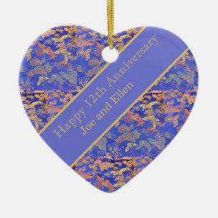 Adorno De Cerámica 12° Aniversario Boda, Aniversario de la Seda