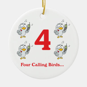 Adorno De Cerámica 12 días cuatro pájaros llamando