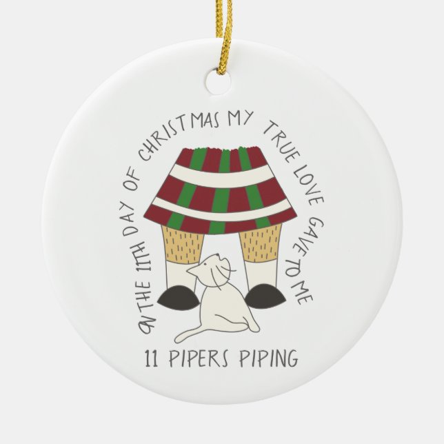 Adorno De Cerámica 12 días de Catmas 11 gaiteros que instalan tubos (Frente)