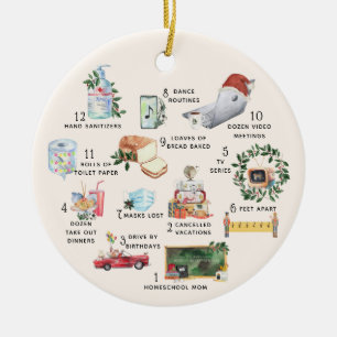 Adorno De Cerámica 12 Días de Covid Navidad de "Cuarentena"