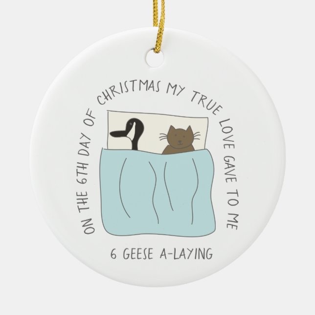 Adorno De Cerámica 12 días de foto de Ganso-uno-Colocación del gato (Frente)