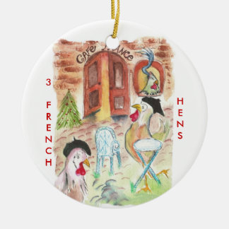 Adorno De Cerámica 12 días de navidad 3 gallinas francesas