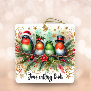 Adorno De Cerámica 12 días de Navidades cuatro pájaros que llaman