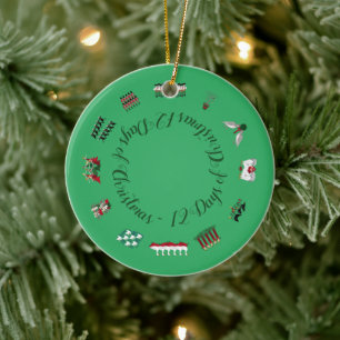 Adorno De Cerámica 12 días de Navidades en un círculo de rojo y ver