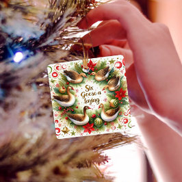 Adorno De Cerámica 12 días de Navidades Seis Geese A