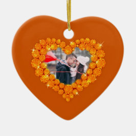 Adorno De Cerámica 13.º aniversario personalizado foto corazón citrin