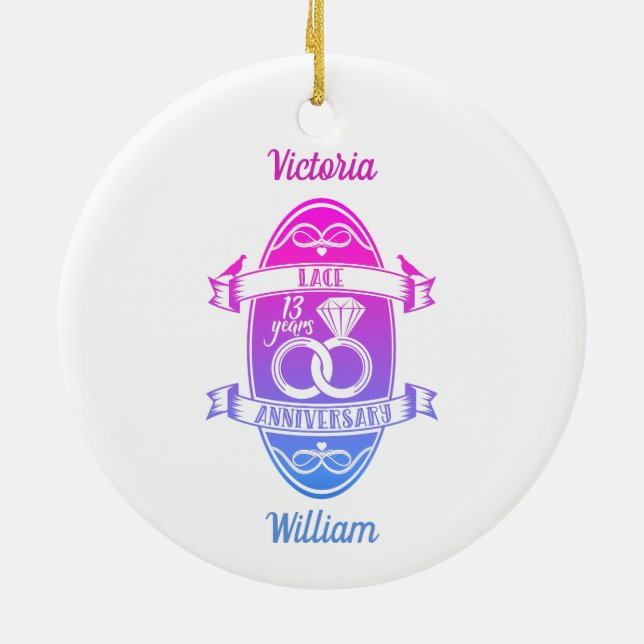 Adorno De Cerámica 13 años del 13º aniversario del boda tradicional d (Atrás)