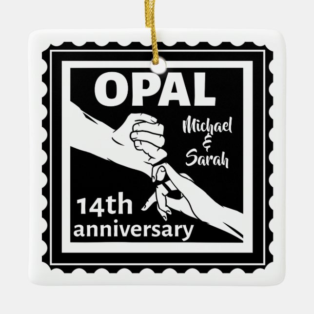 Adorno De Cerámica 14° aniversario de boda Opal tradicional (Anverso)