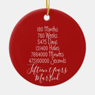 Adorno De Cerámica 15° Aniversario Rojo