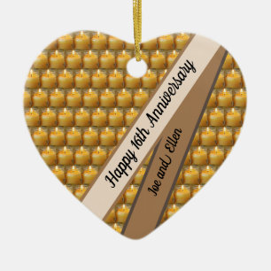 Adorno De Cerámica 16° aniversario Boda, corazón de cera