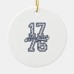 Adorno De Cerámica 1776 América Floral Patriótico Vintage Diseño Vect