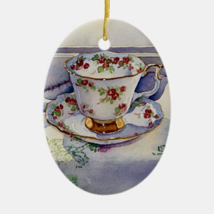 Adorno De Cerámica 1799 Teacup on Linen