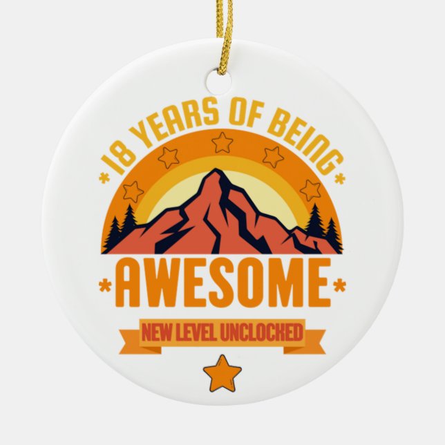 Adorno De Cerámica 18 años de ser asombroso - Cumpleaños (Frente)