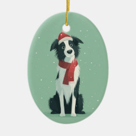 Adorno De Cerámica 1950 Christmas Border Collie