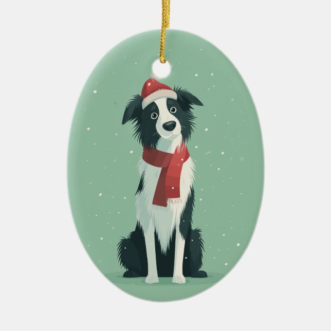 Adorno De Cerámica 1950 Christmas Border Collie (Frente)