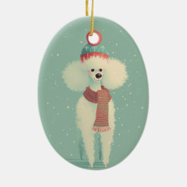 Adorno De Cerámica 1950 Christmas Poodle