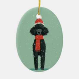 Adorno De Cerámica 1950 Christmas Poodle