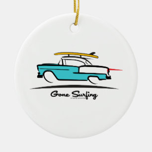 Adorno De Cerámica 1955 Chevy Hardtop Coupe Gone Surfing