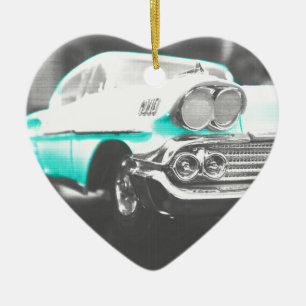 Adorno De Cerámica 1958 chevy impala azul brillante auto clásico