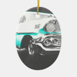 Adorno De Cerámica 1958 chevy impala azul brillante auto clásico