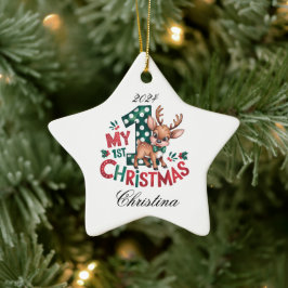 Adorno De Cerámica 1.ª Estrella Personalizada de Navidades