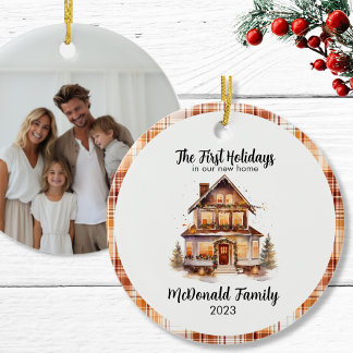 Adorno De Cerámica 1.ª Fiesta Naranja Brown Gingham Boho