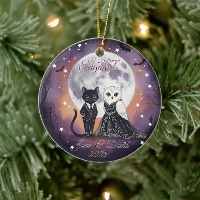 Adorno De Cerámica 1.ª Lechuza de Gato con nombre (Árbol)