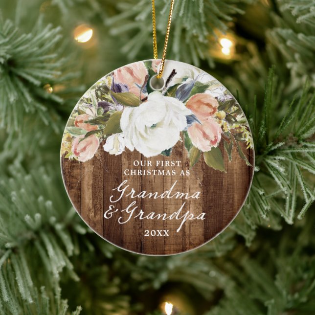 Adorno De Cerámica 1.ª Navidad Abuela Abuela Personalizado Rústico (Árbol)